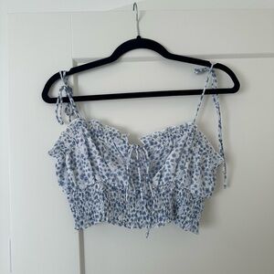Princess Polly Blue and White Floral Tank Top